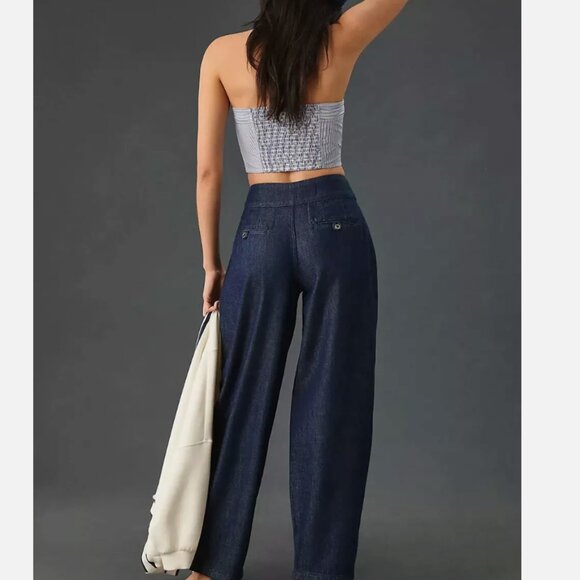 Anthropologie Pilcro Porto Wide Leg Barrel Jeans Dark Blue Size 26 - Picture 2 of 15